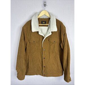 Lee Sherpa Lined Corduroy Trucker Jacket Brown Mens XL Western Ranch Coat